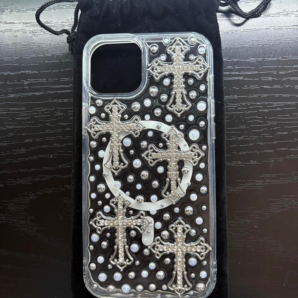 Apple iPhone Case with Silver Cross Design